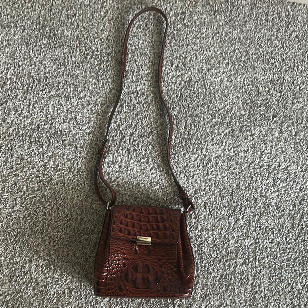 Brahmin Brown Crocodile Pattern Crossbody Bag